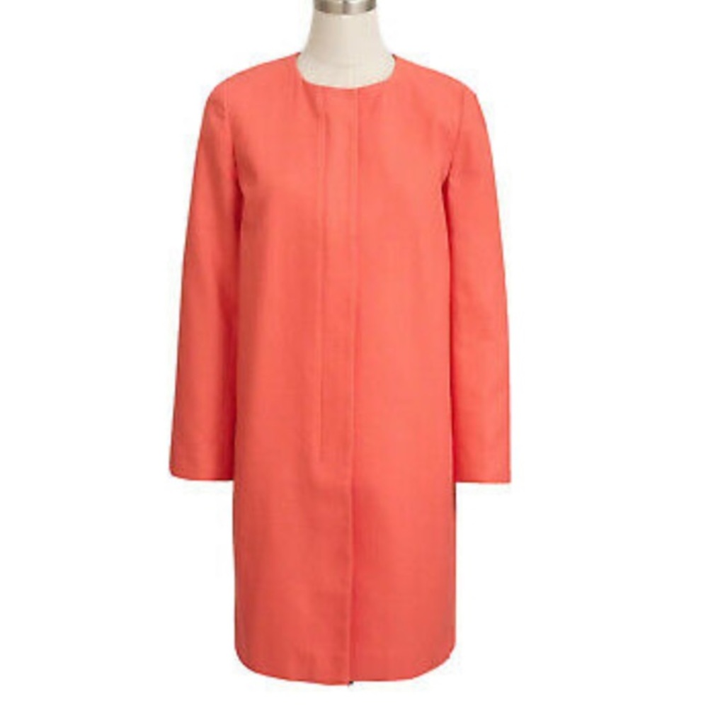 JCREW Spring Collarless Coat in Coral